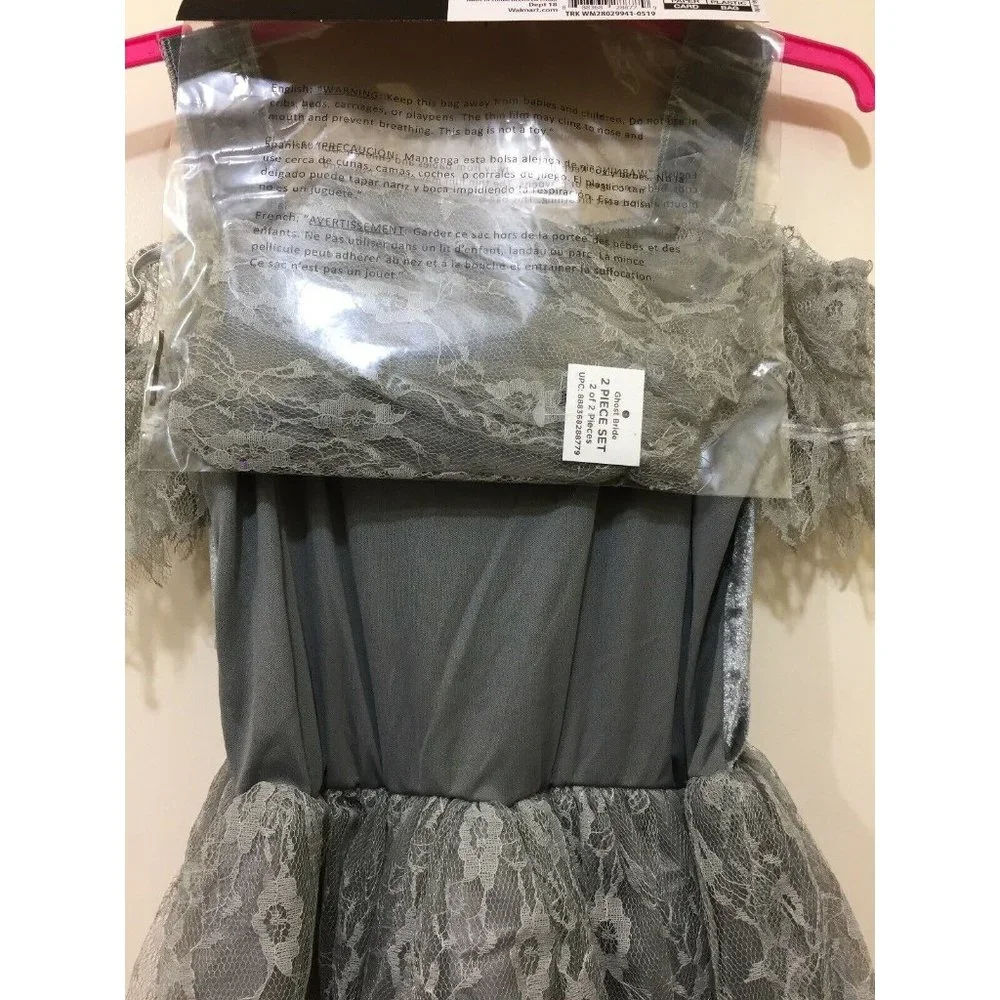 Ghost Bride Halloween Costume Girls M Spooky Skeleton Heart Dress Gothic Cosplay